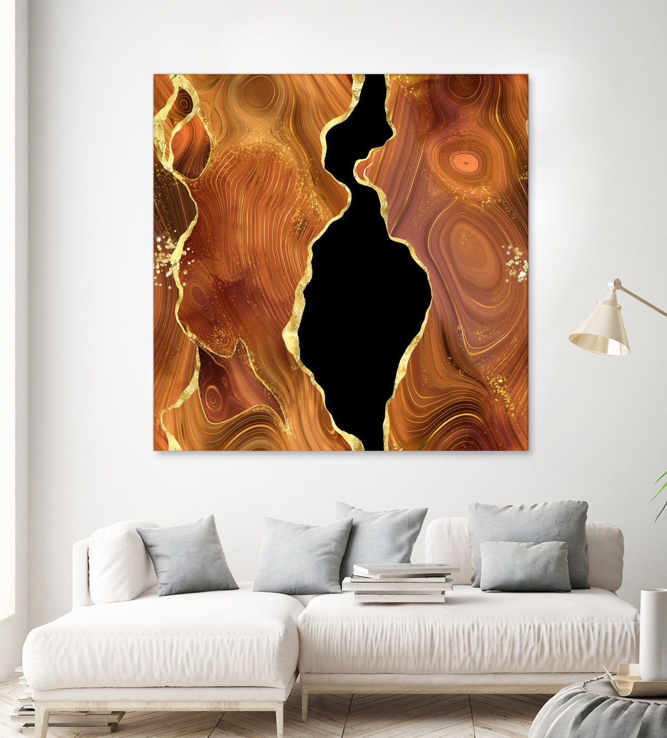 Orange Gold Agate Texture 04 by Isabel Muñoz on GIANT ART - orange digital painting