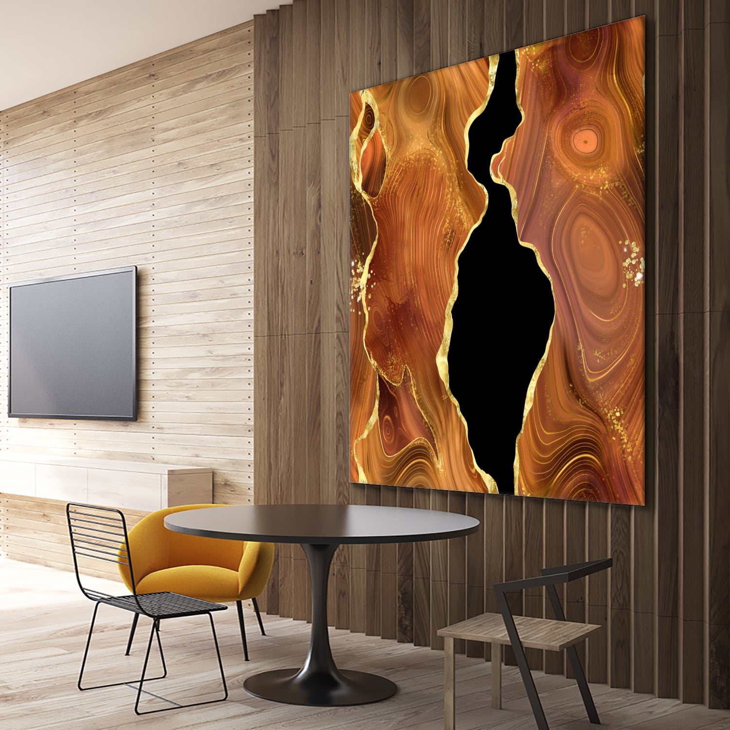 Orange Gold Agate Texture 04 by Isabel Muñoz on GIANT ART - orange digital painting