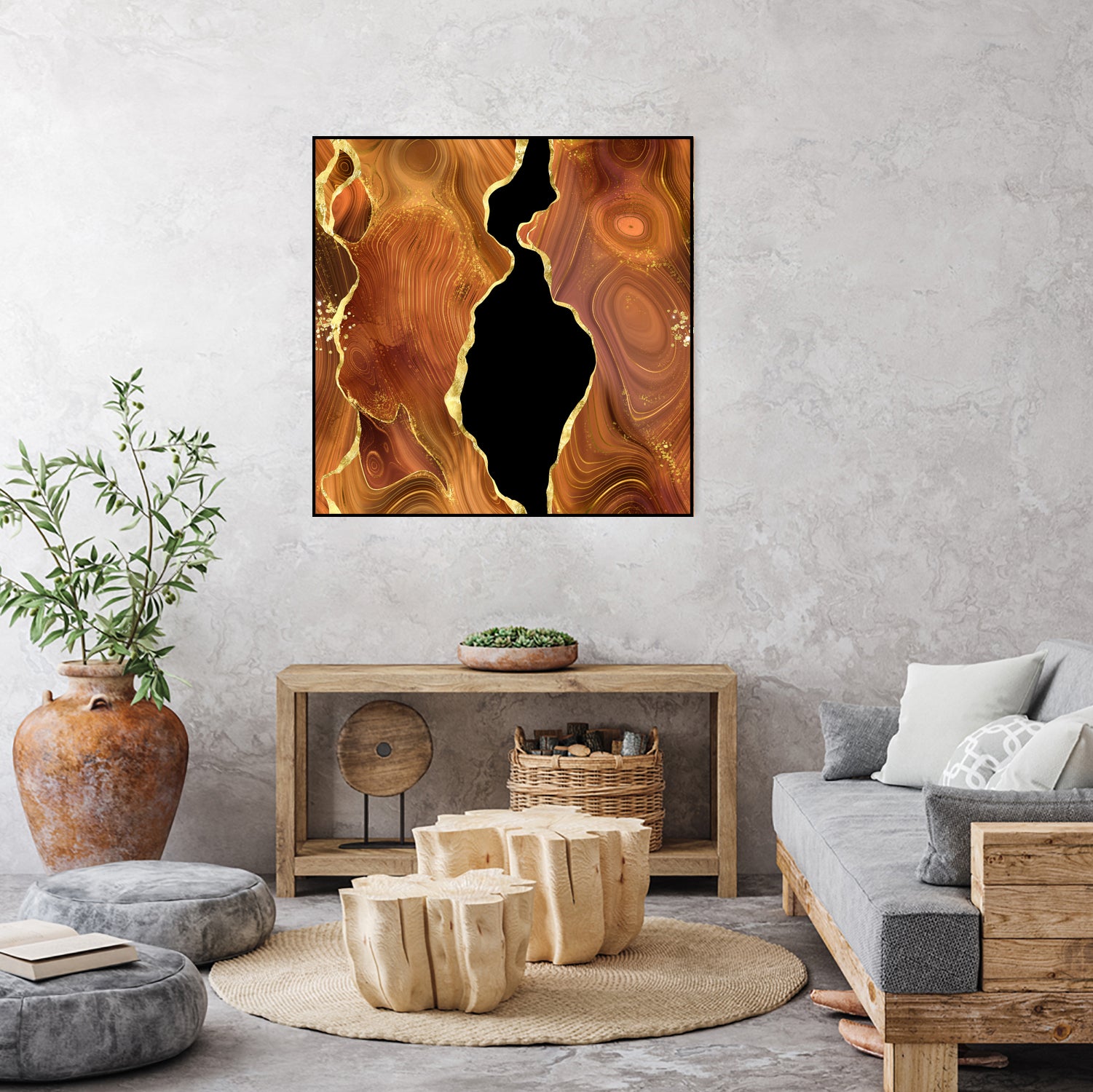 Orange Gold Agate Texture 04 by Isabel Muñoz on GIANT ART - orange digital painting