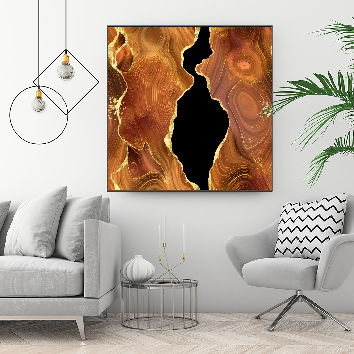 Orange Gold Agate Texture 04 by Isabel Muñoz on GIANT ART - orange digital painting