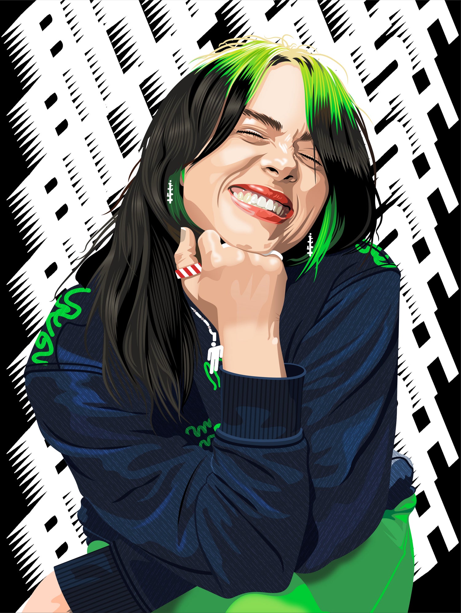 Billie "Smile" Eilish by Laksana Ardie on GIANT ART - red digital drawing