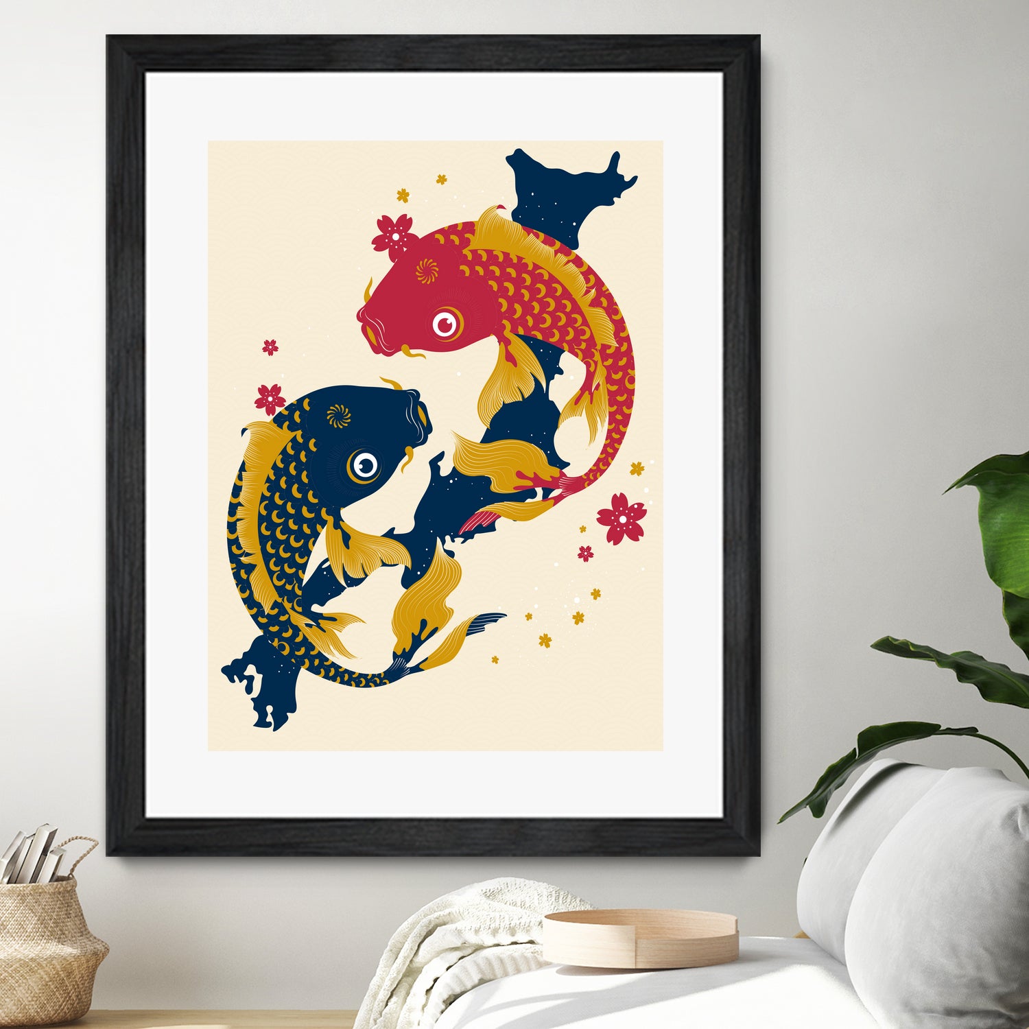 Koi Fish Japan Red Blue Illustrations by Edo Agus Setiawan on GIANT ART - yellow photo illustration