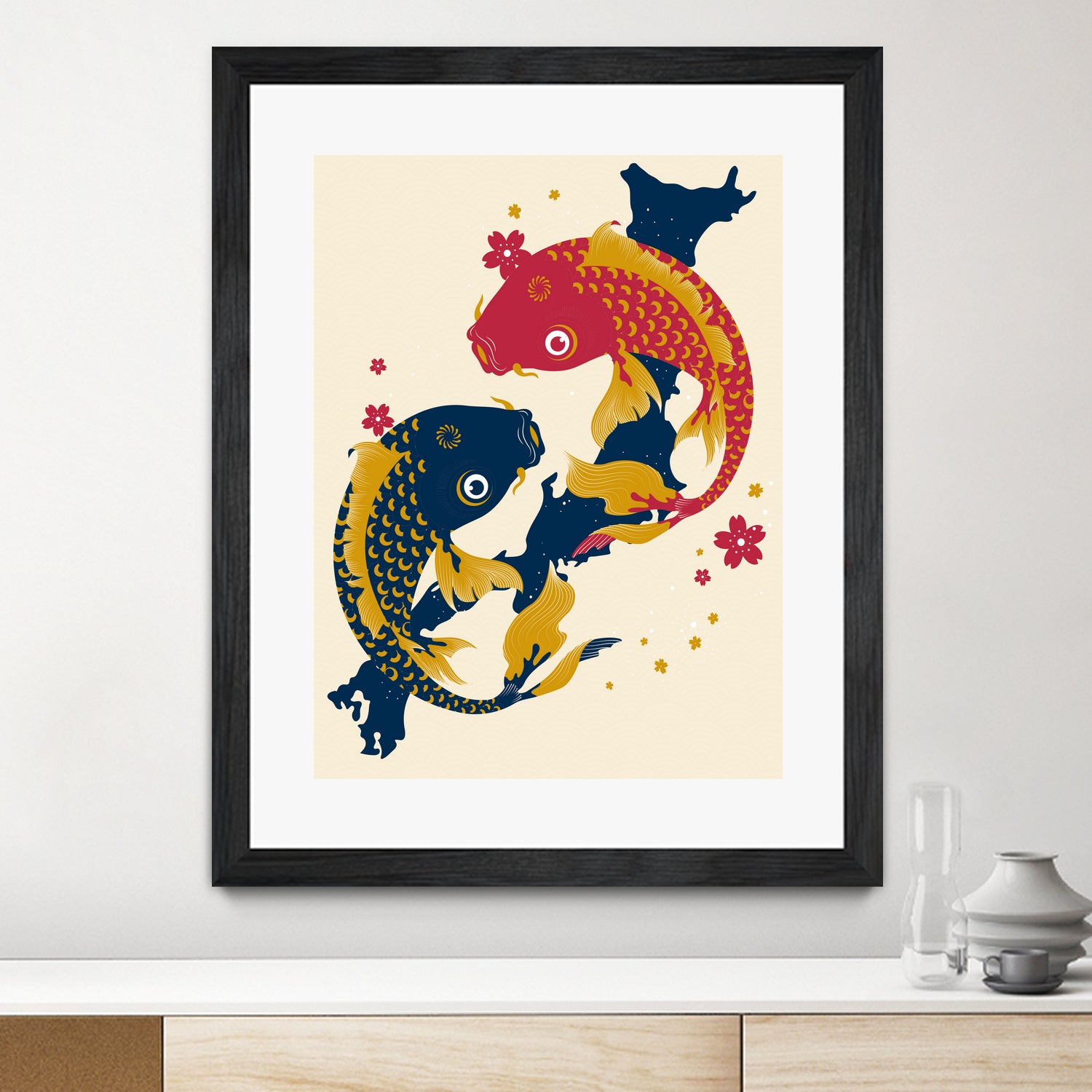 Koi Fish Japan Red Blue Illustrations by Edo Agus Setiawan on GIANT ART - yellow photo illustration