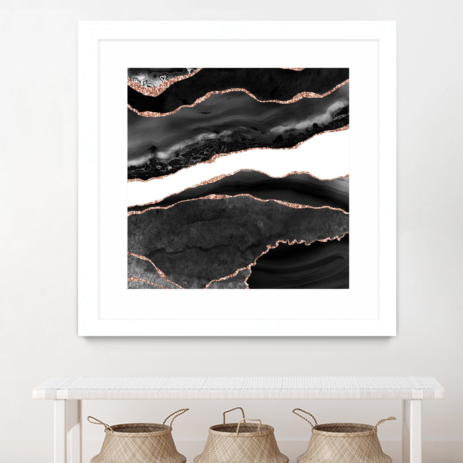 Black & Rose Gold Agate Texture 08 by Isabel Muñoz on GIANT ART - black digital painting