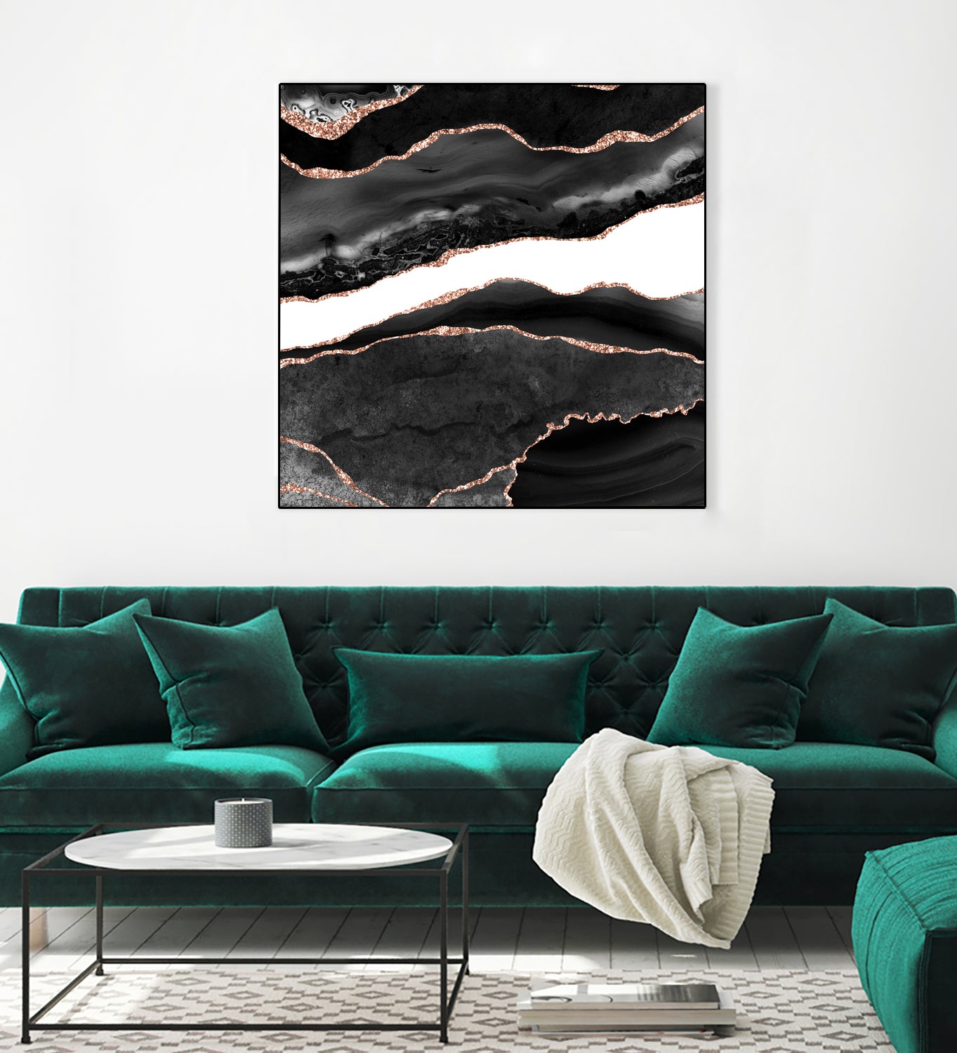 Black & Rose Gold Agate Texture 08 by Isabel Muñoz on GIANT ART - black digital painting