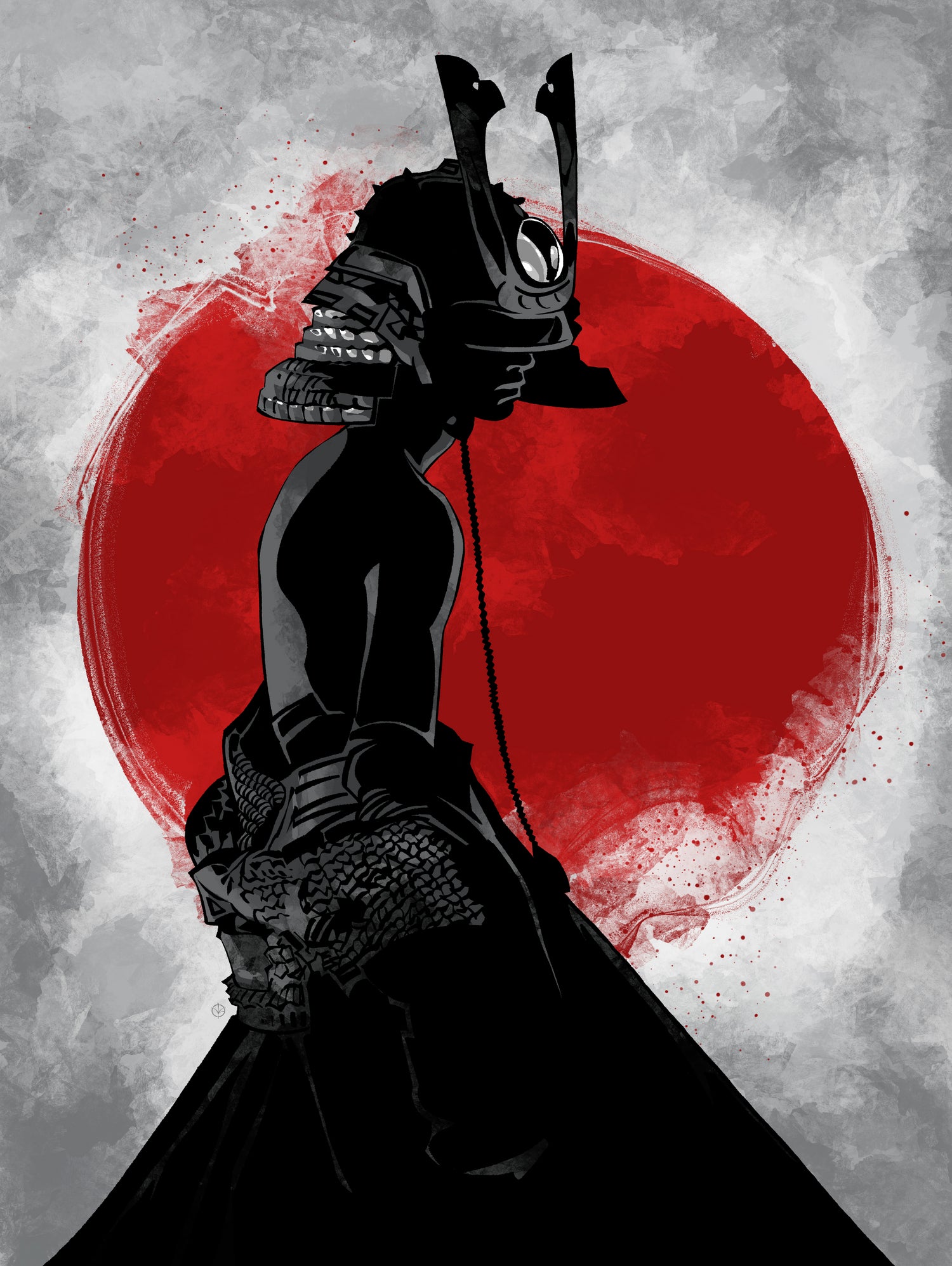 Samurai Girl by Nikita Abakumov on GIANT ART - red digital painting