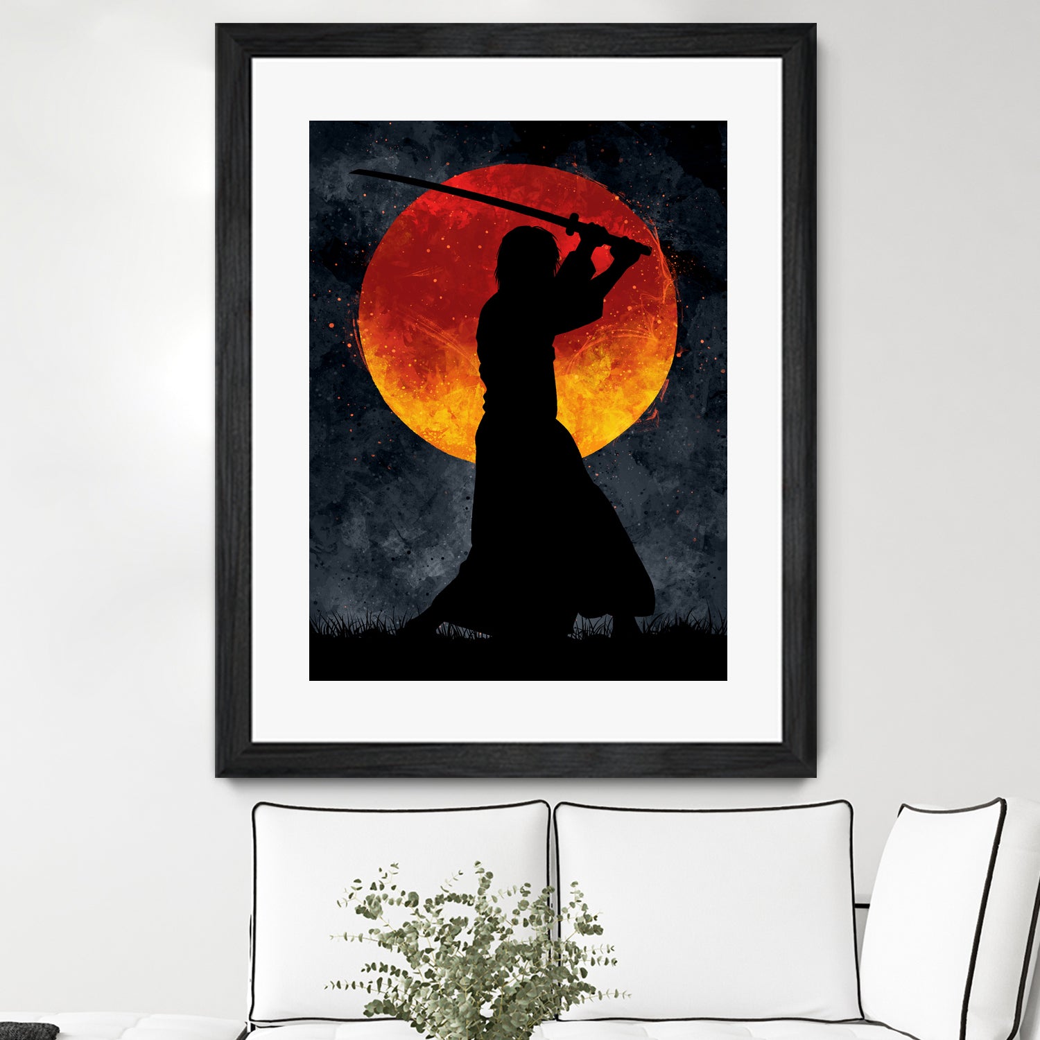 Sun Samurai Black by Nikita Abakumov on GIANT ART - black digital painting