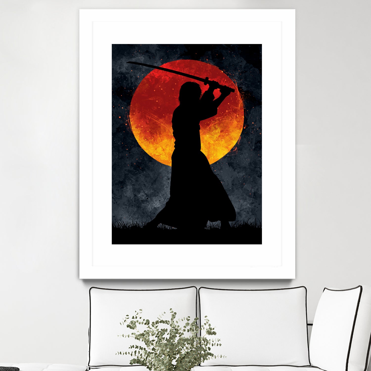 Sun Samurai Black by Nikita Abakumov on GIANT ART - black digital painting