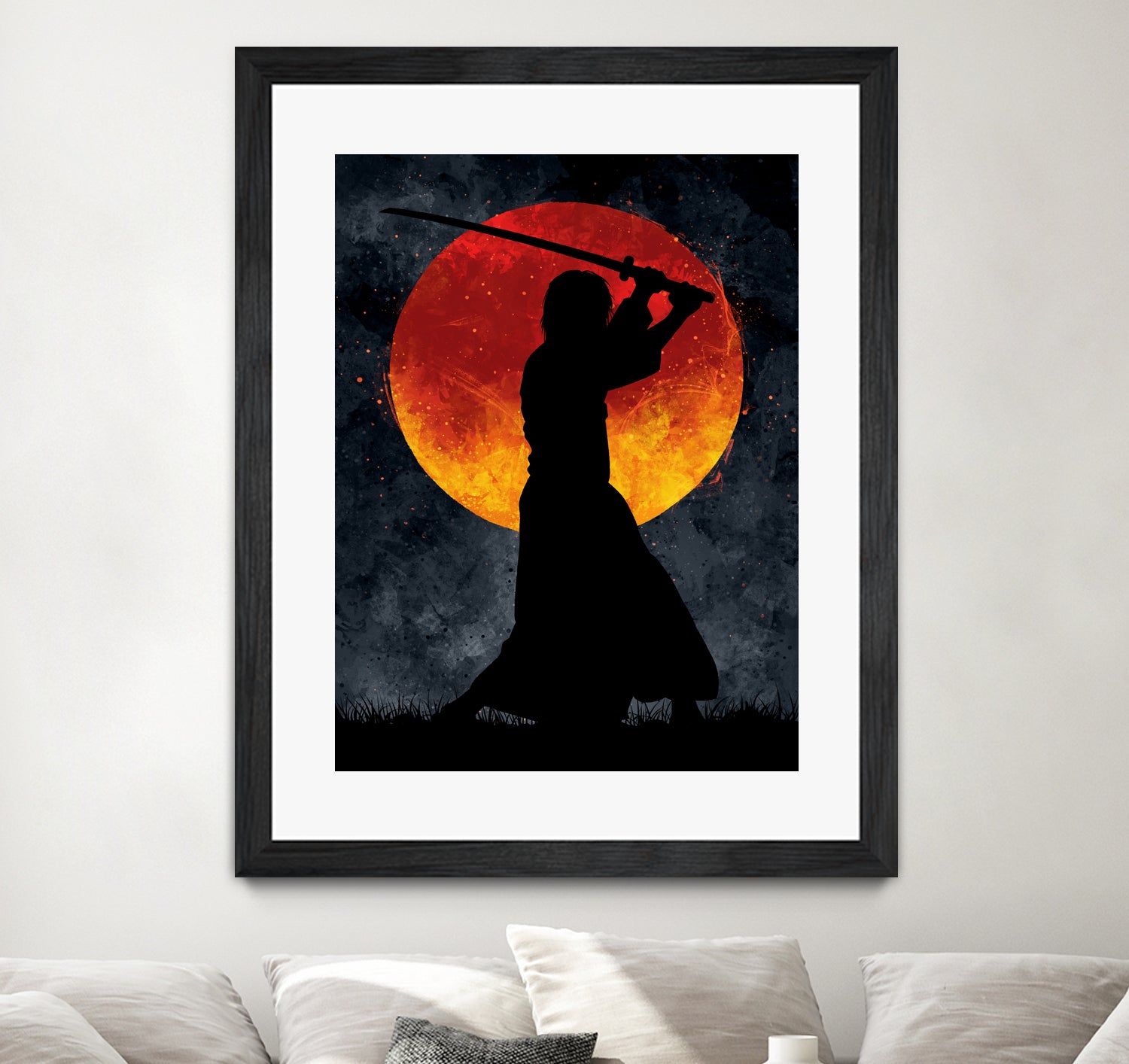 Sun Samurai Black by Nikita Abakumov on GIANT ART - black digital painting