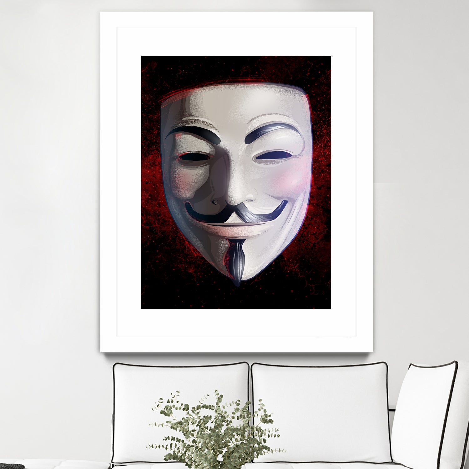 V For Vendetta Mask by Nikita Abakumov on GIANT ART - white digital painting