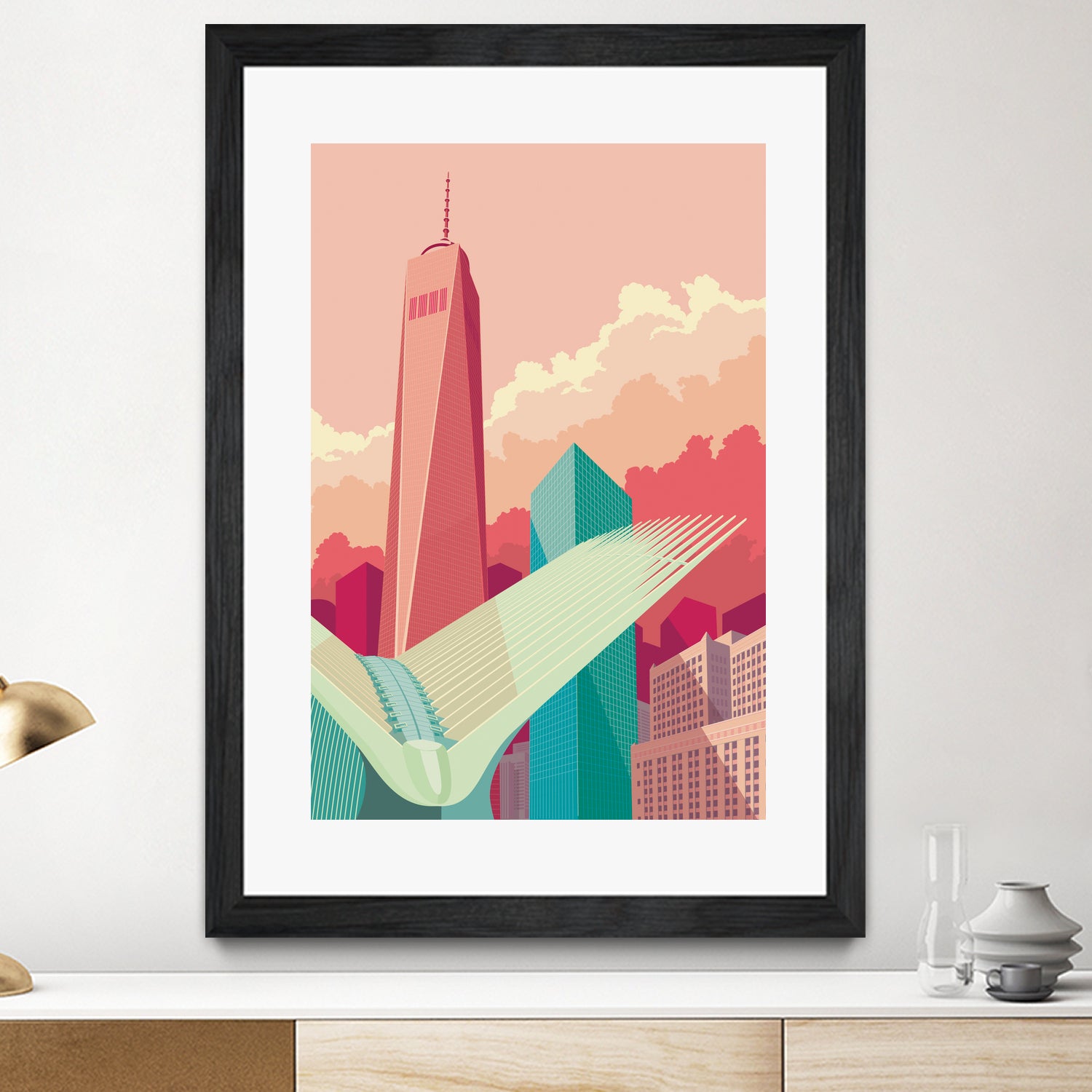 WTC NYC by Remko Heemskerk on GIANT ART - pink digital drawing