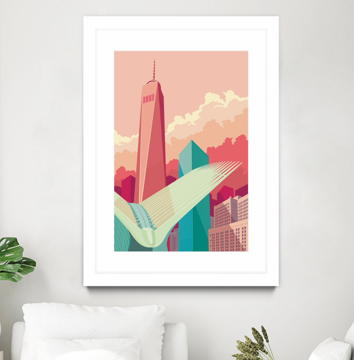 WTC NYC by Remko Heemskerk on GIANT ART - pink digital drawing