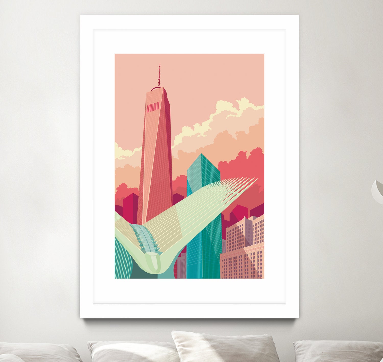 WTC NYC by Remko Heemskerk on GIANT ART - pink digital drawing