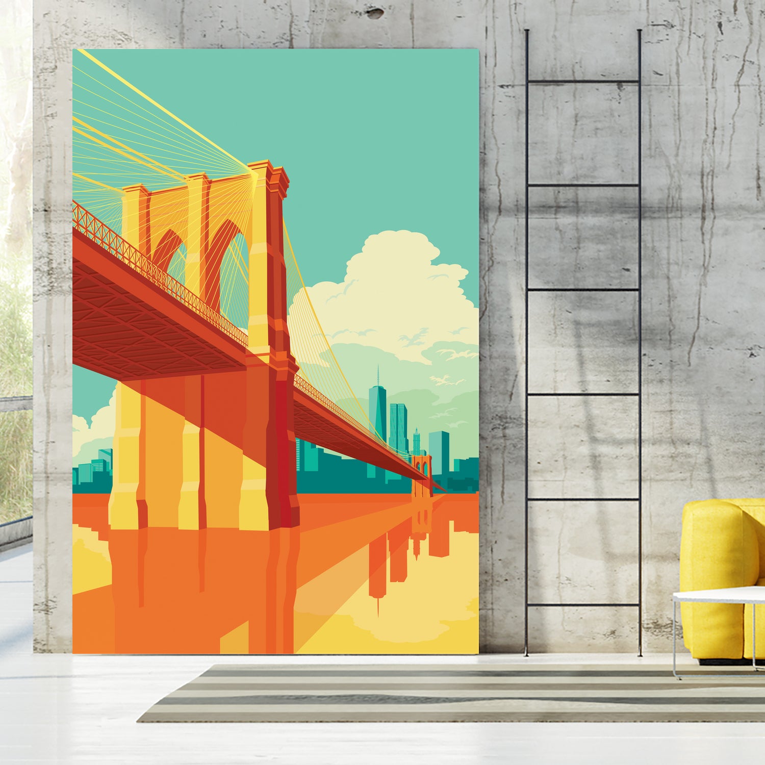 Brooklyn Bridge NYC by Remko Heemskerk on GIANT ART - orange digital drawing