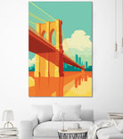 Brooklyn Bridge NYC by Remko Heemskerk on GIANT ART - orange digital drawing