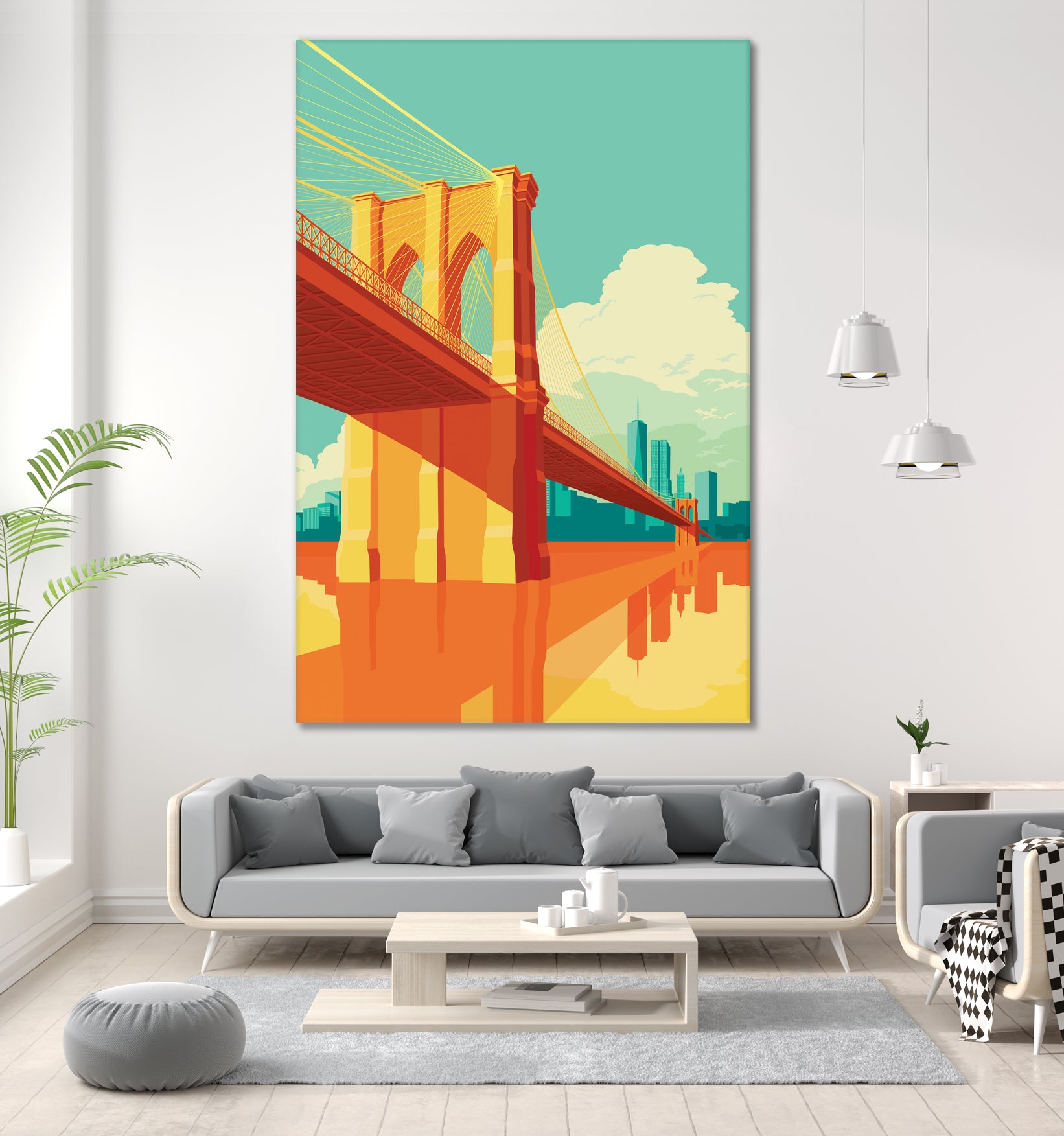 Brooklyn Bridge NYC by Remko Heemskerk on GIANT ART - orange digital drawing