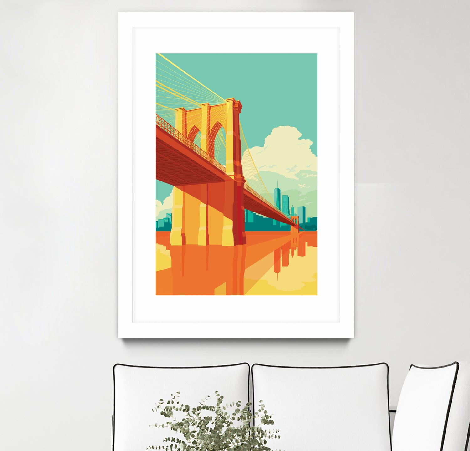 Brooklyn Bridge NYC by Remko Heemskerk on GIANT ART - orange digital drawing