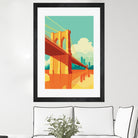 Brooklyn Bridge NYC by Remko Heemskerk on GIANT ART - orange digital drawing