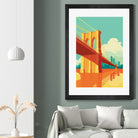 Brooklyn Bridge NYC by Remko Heemskerk on GIANT ART - orange digital drawing