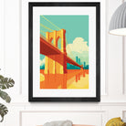 Brooklyn Bridge NYC by Remko Heemskerk on GIANT ART - orange digital drawing