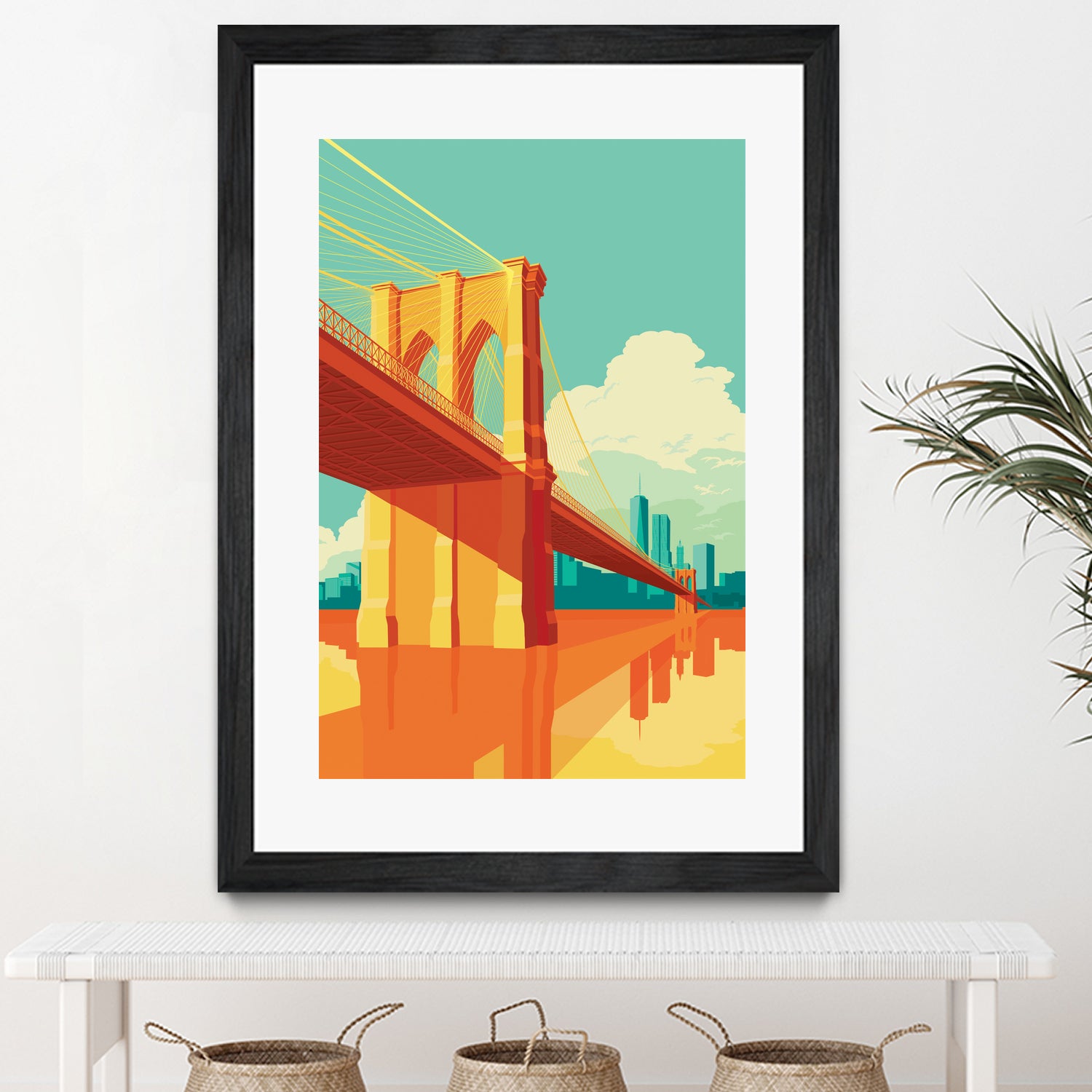 Brooklyn Bridge NYC by Remko Heemskerk on GIANT ART - orange digital drawing