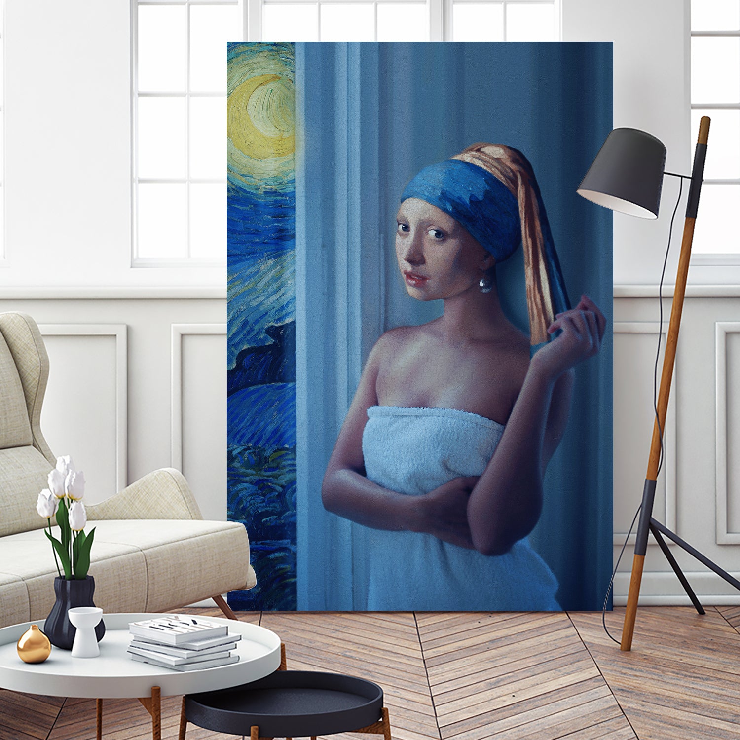 Starry Night Girl by Jonas Loose on GIANT ART - blue digital painting