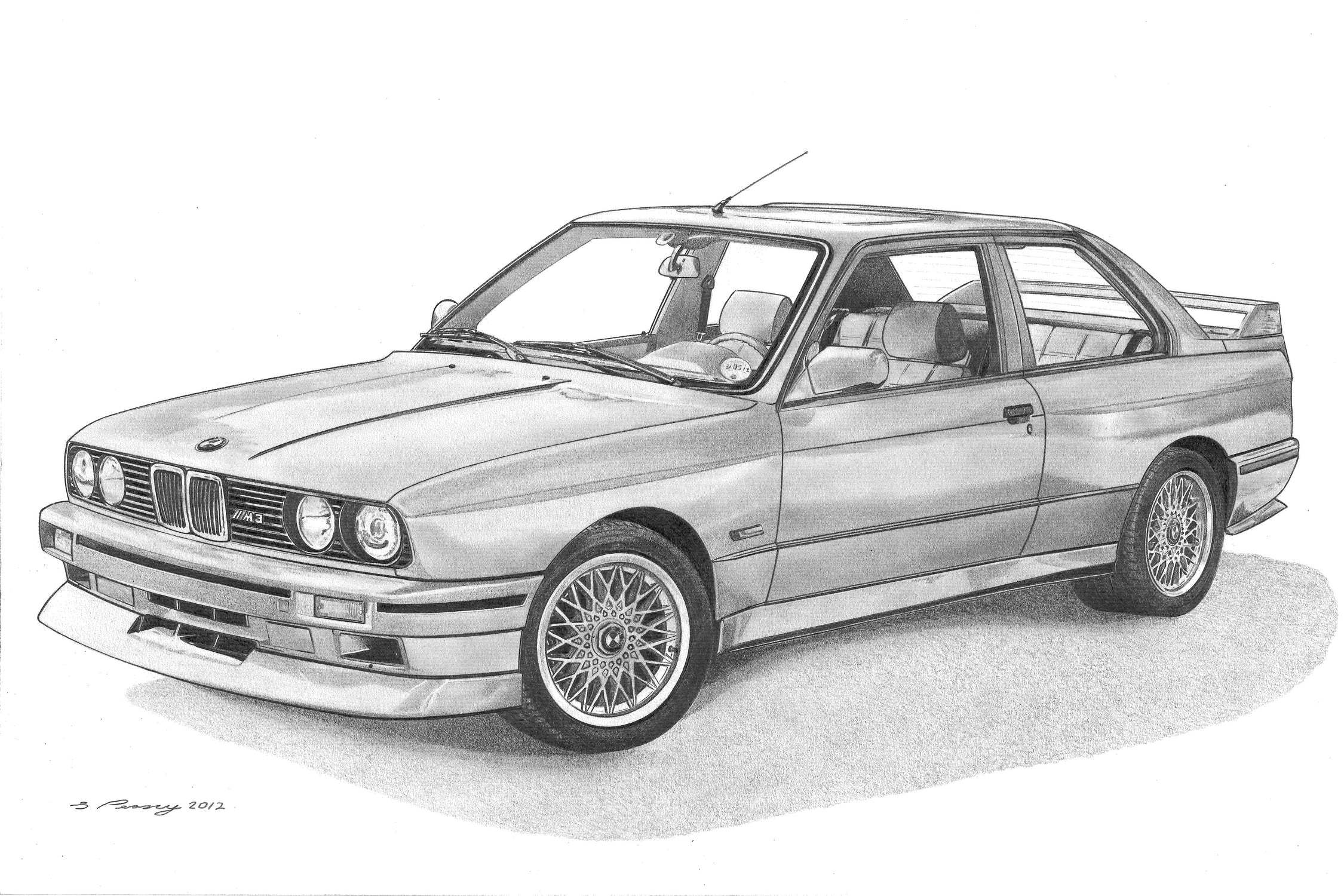 E30 M3 by steve pearcy on GIANT ART - black digital drawing