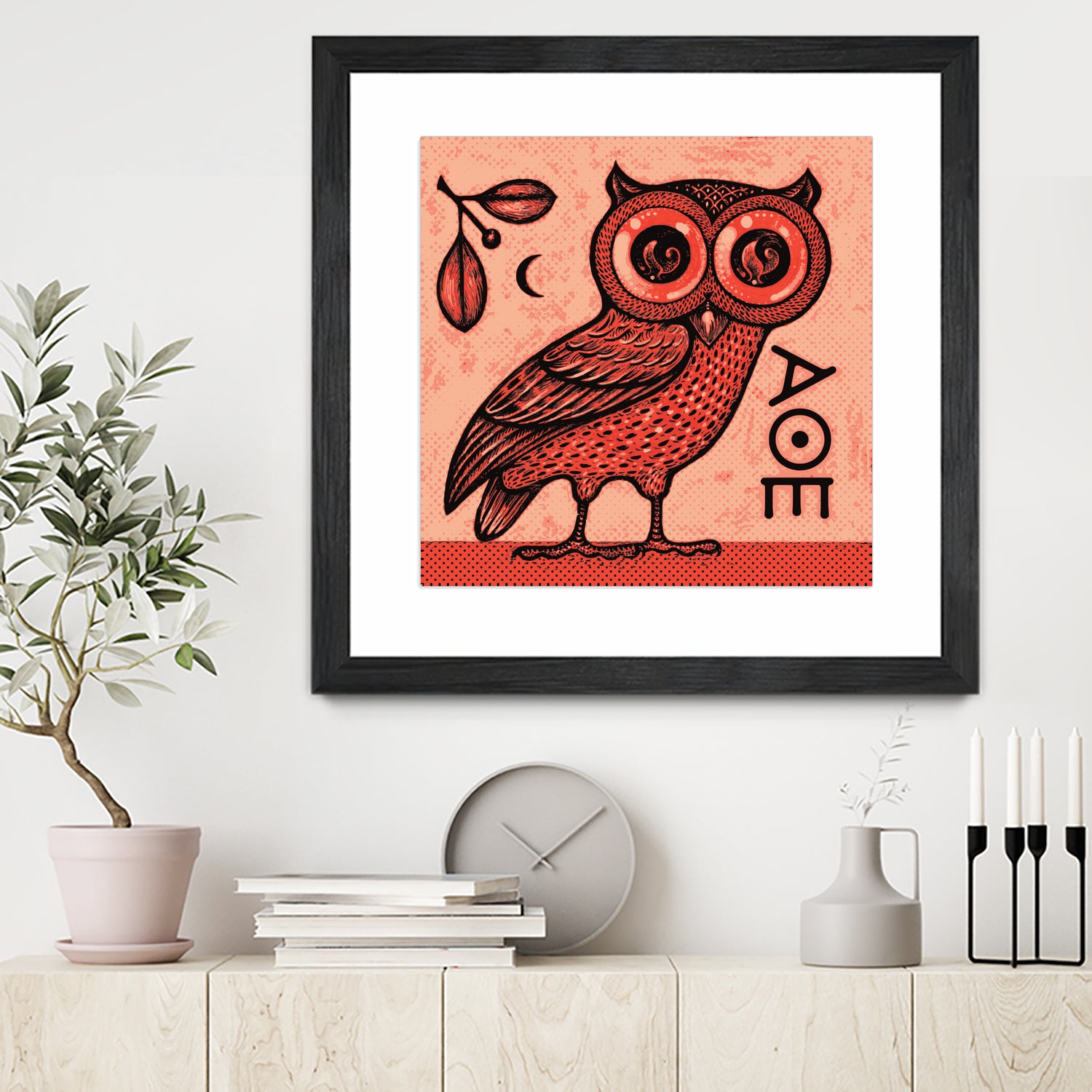 Athena's Owl by Scott Partridge on GIANT ART - red mixed media