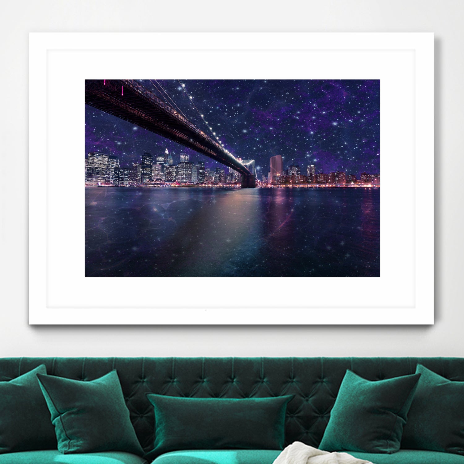 Spacey Manhattan Skyline by Susan Kline on GIANT ART - blue photo illustration