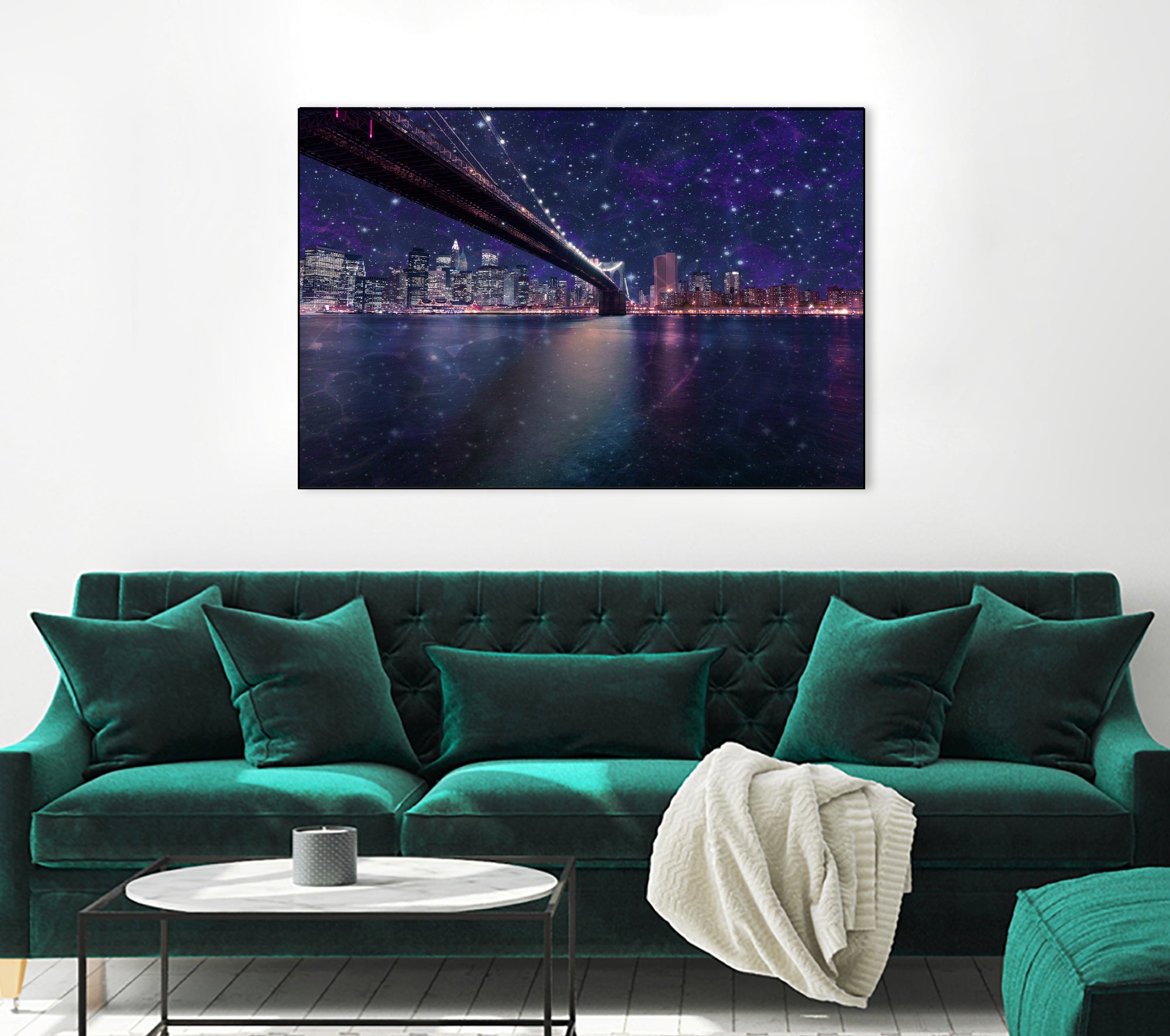 Spacey Manhattan Skyline by Susan Kline on GIANT ART - blue photo illustration