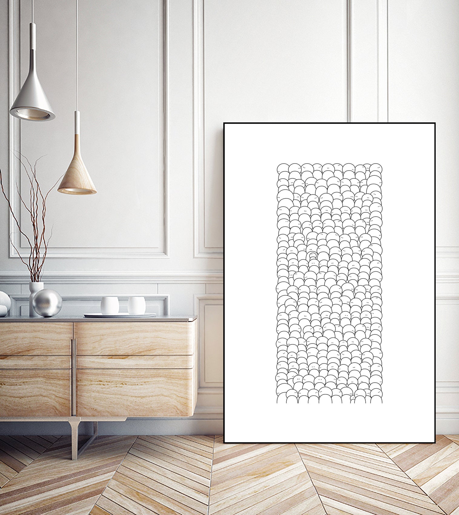 La foule by Pierre Mahieu on GIANT ART - white digital drawing