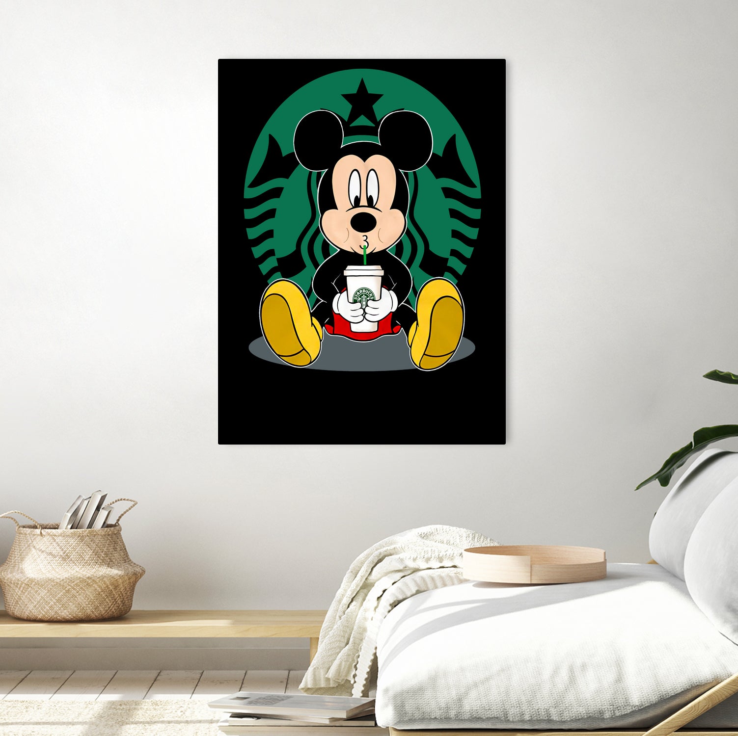 Disney Mickey Starbucks Lover by Nguyet Nguyen Thi Bich on GIANT ART - green character design