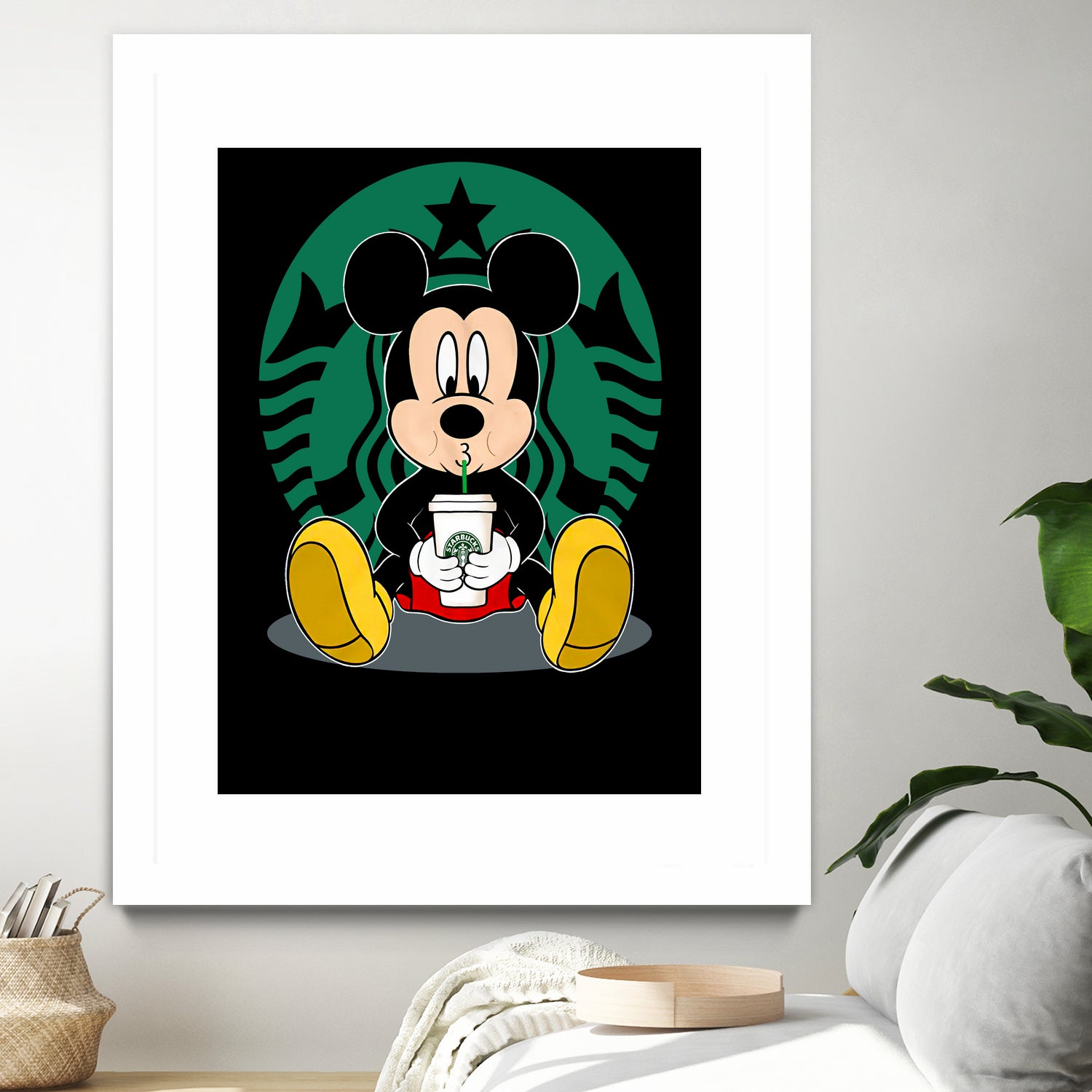 Disney Mickey Starbucks Lover by Nguyet Nguyen Thi Bich on GIANT ART - green character design