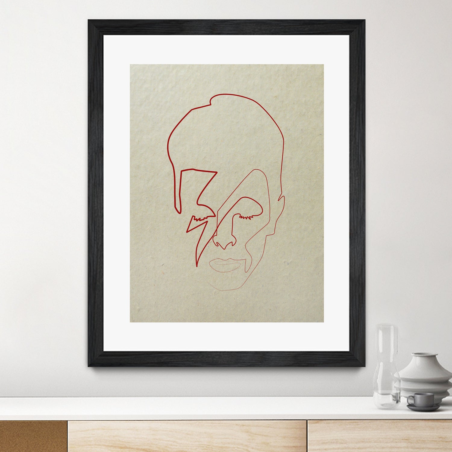 One line David Bowie by Christophe Louis on GIANT ART - orange digital drawing