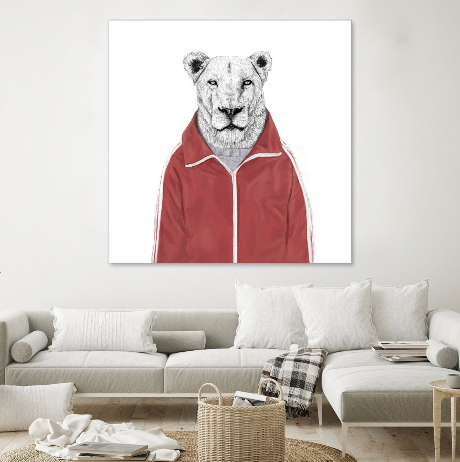 Sporty lion by Solti Balázs on GIANT ART - red digital painting