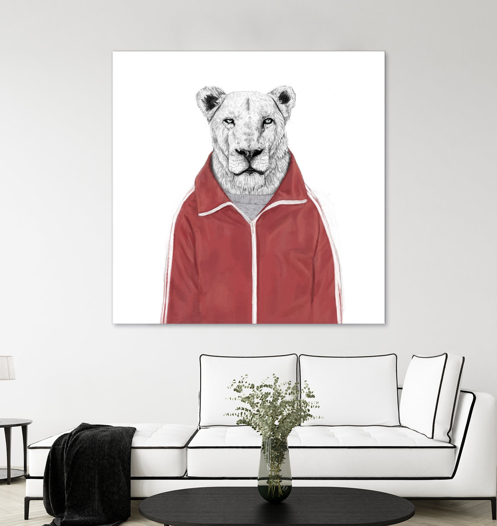 Sporty lion by Solti Balázs on GIANT ART - red digital painting