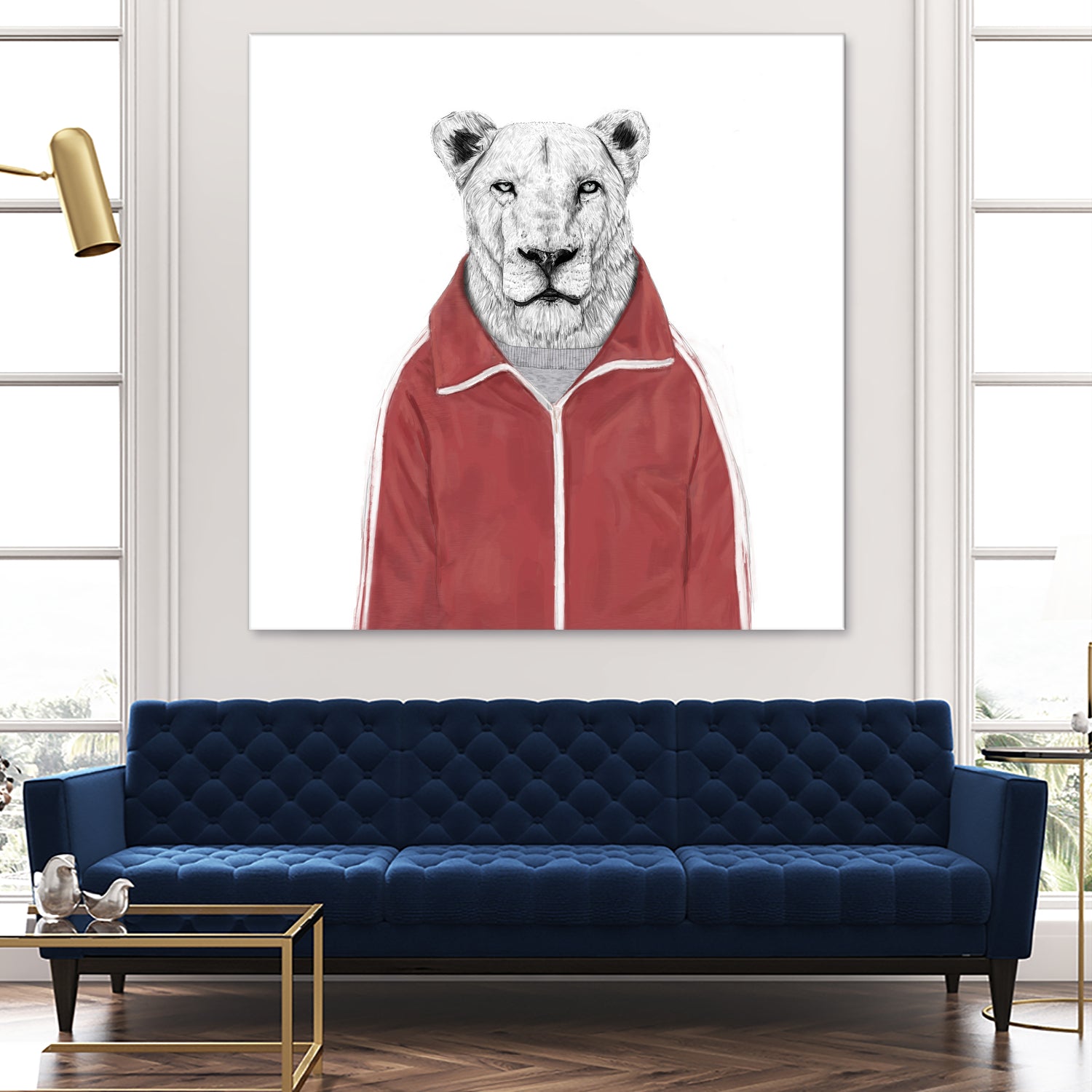 Sporty lion by Solti Balázs on GIANT ART - red digital painting