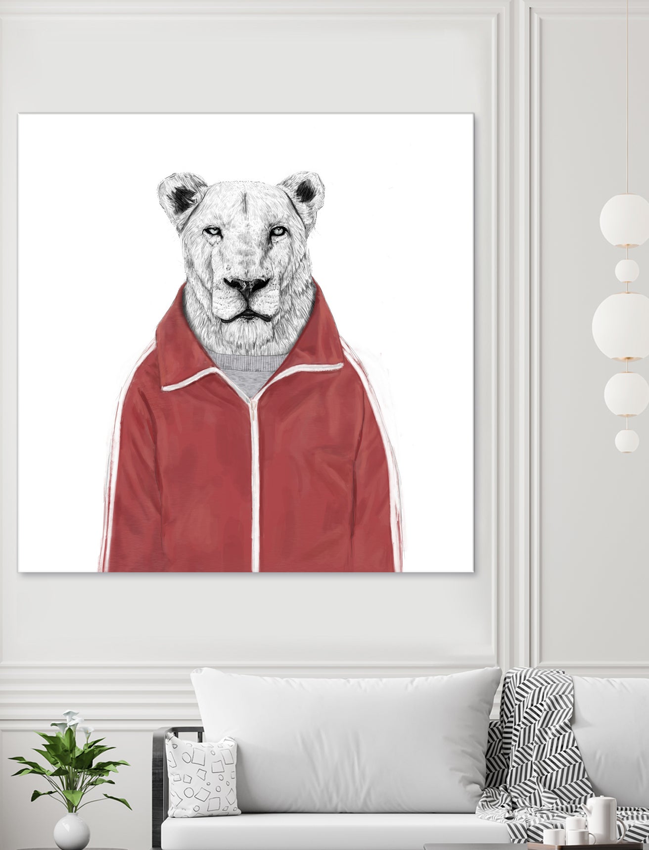 Sporty lion by Solti Balázs on GIANT ART - red digital painting