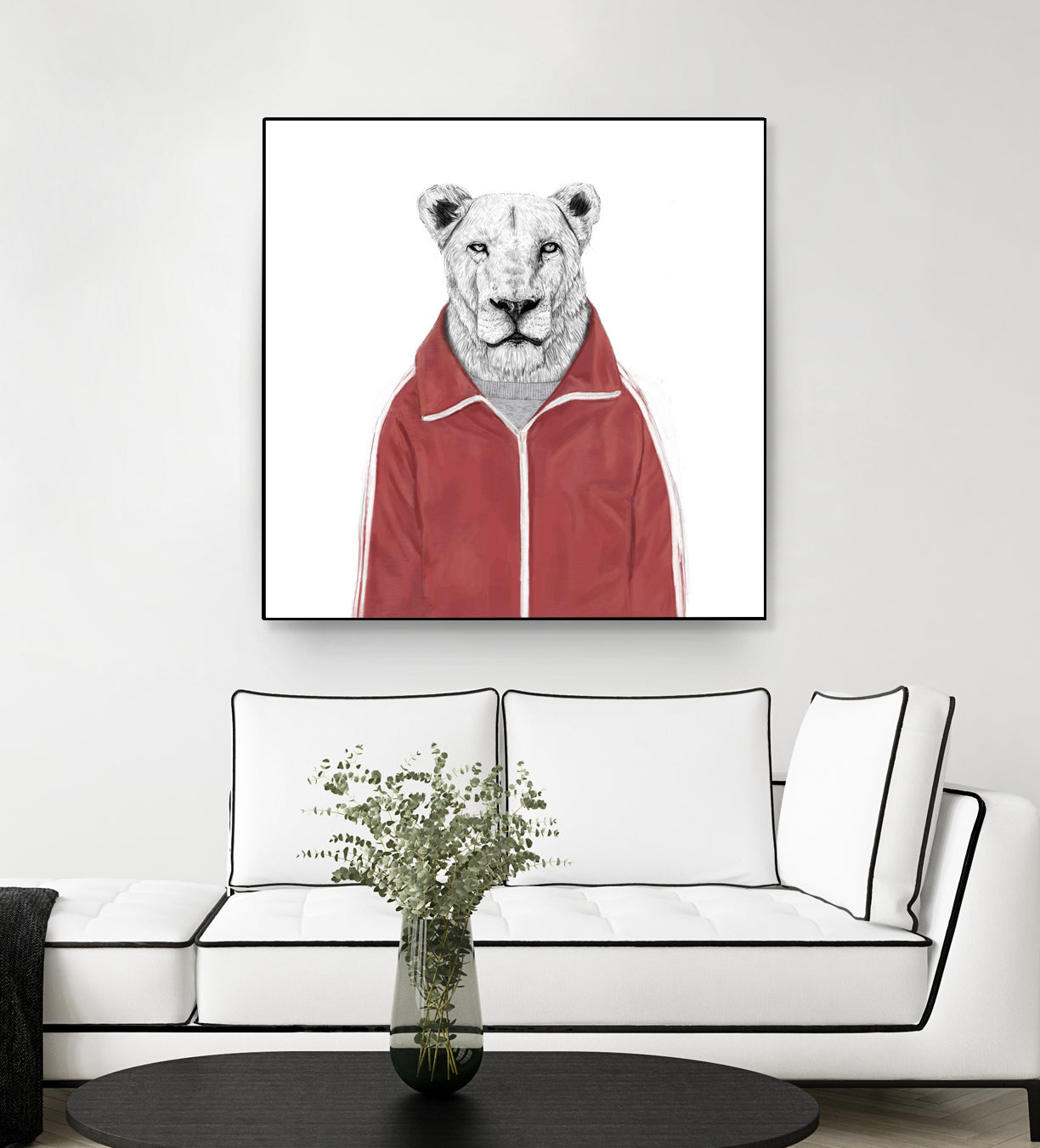 Sporty lion by Solti Balázs on GIANT ART - red digital painting