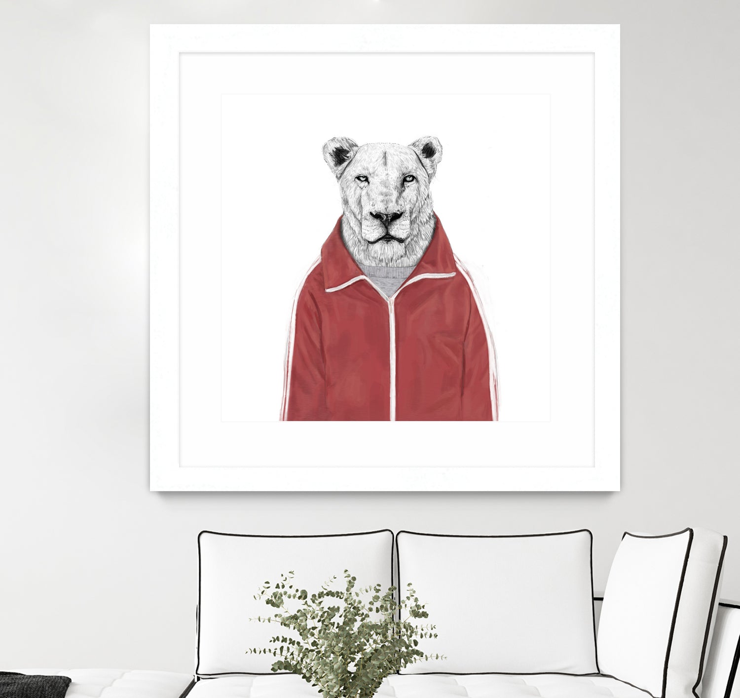 Sporty lion by Solti Balázs on GIANT ART - red digital painting