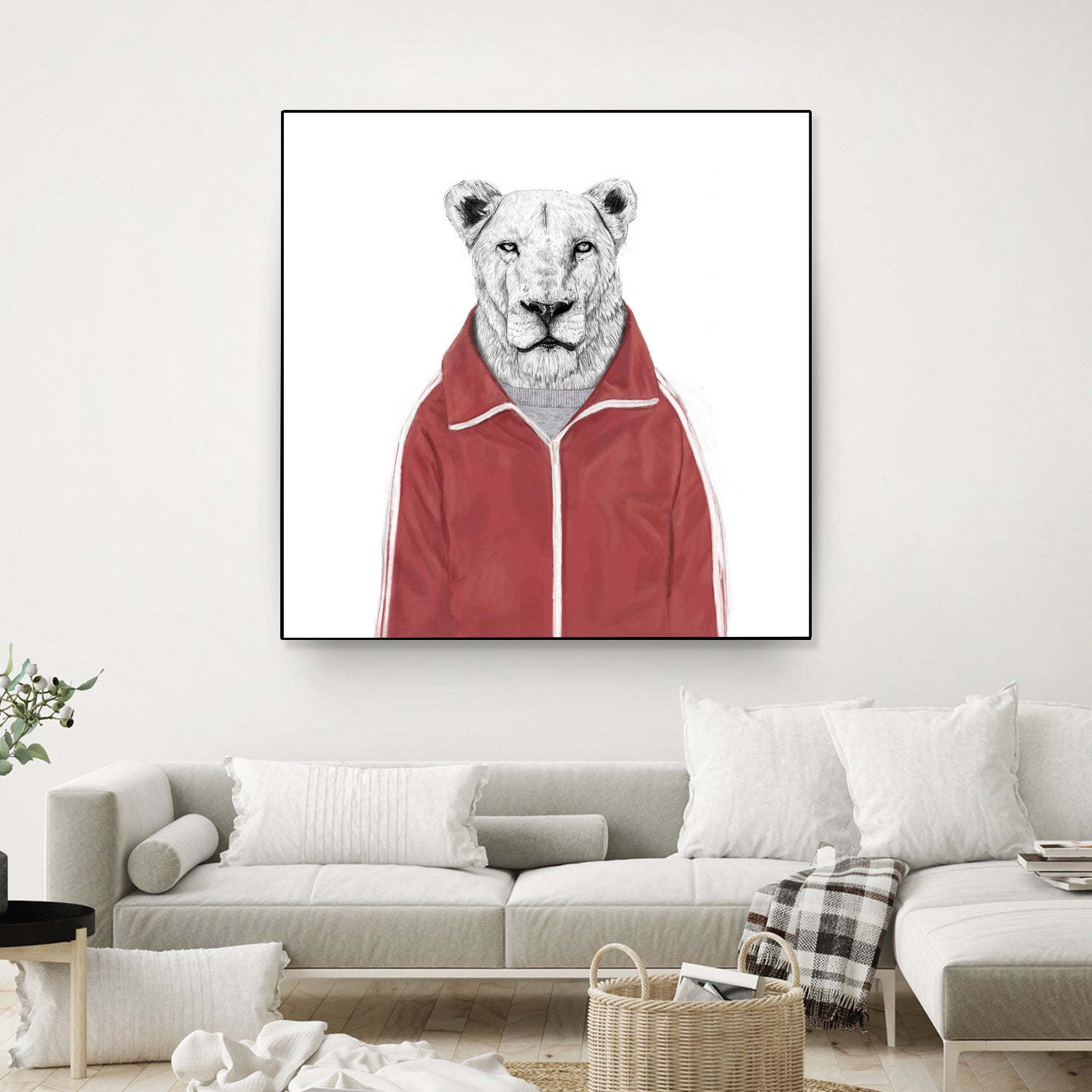 Sporty lion by Solti Balázs on GIANT ART - red digital painting