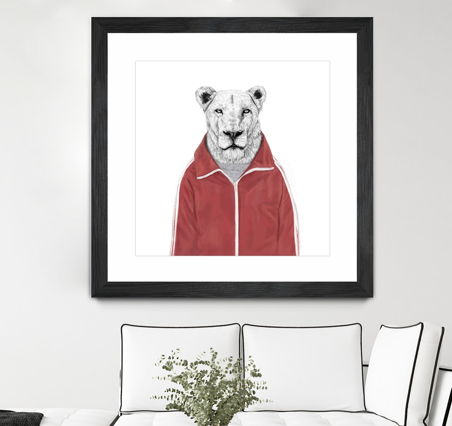 Sporty lion by Solti Balázs on GIANT ART - red digital painting