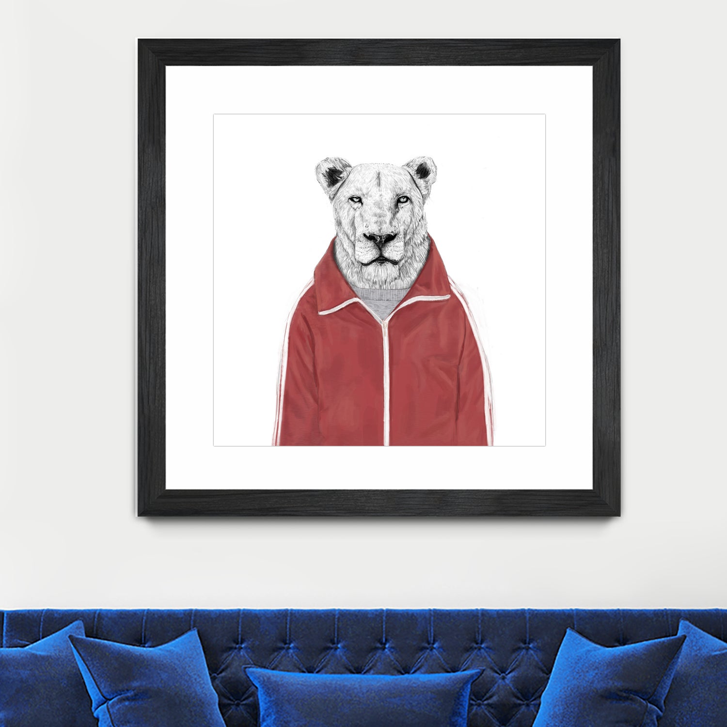 Sporty lion by Solti Balázs on GIANT ART - red digital painting