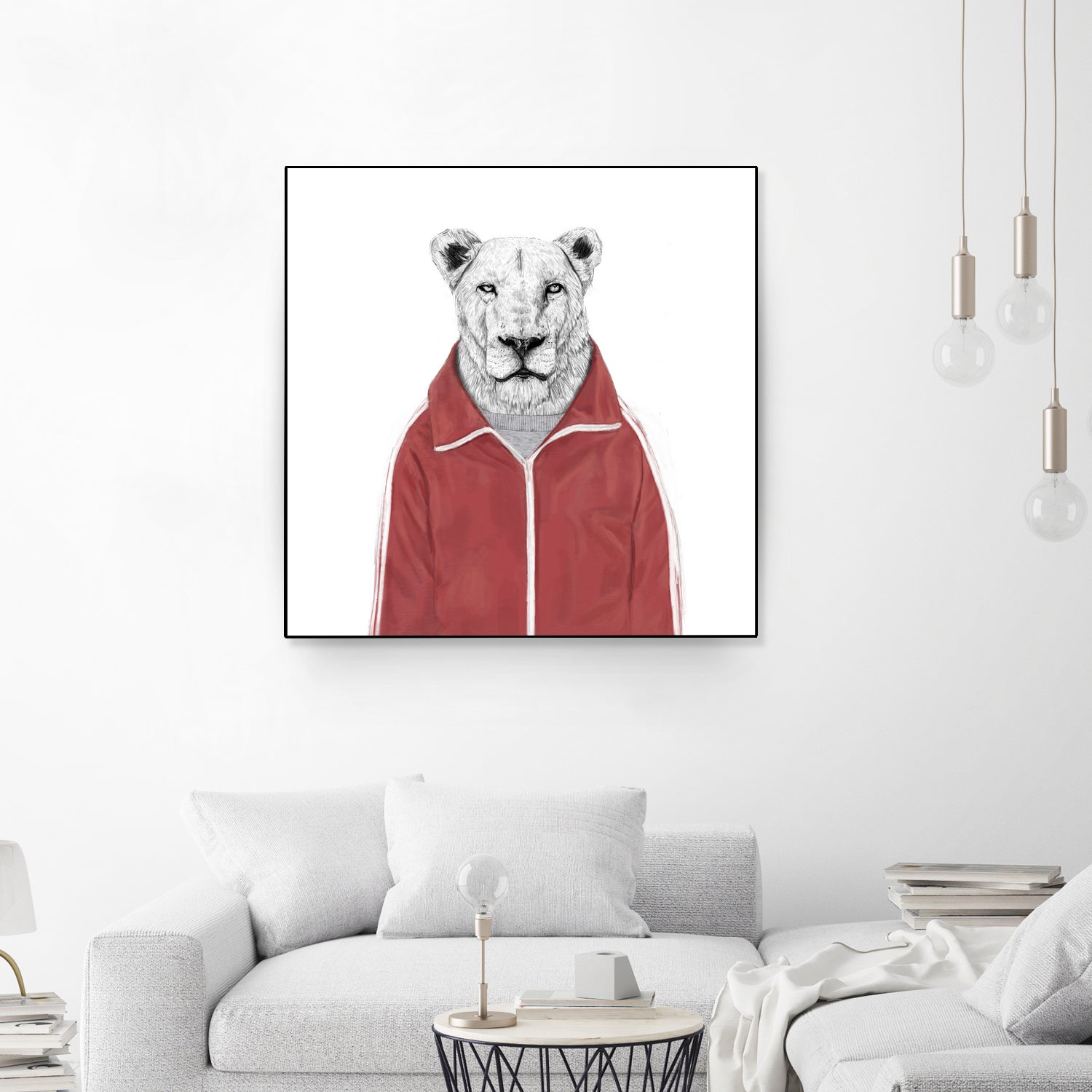 Sporty lion by Solti Balázs on GIANT ART - red digital painting