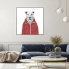 Sporty lion by Solti Balázs on GIANT ART - red digital painting