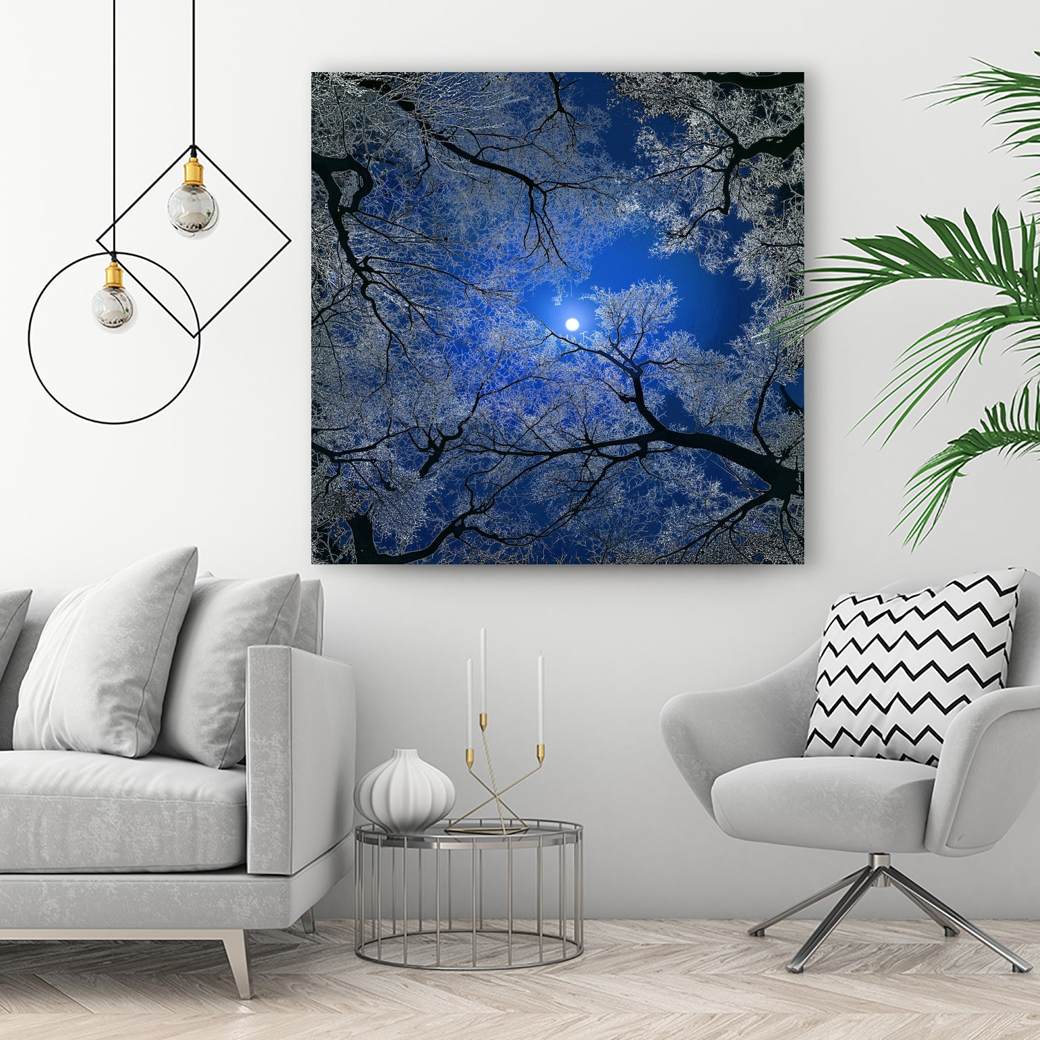Moonlight Trees by Igor Zenin on GIANT ART - blue digital painting