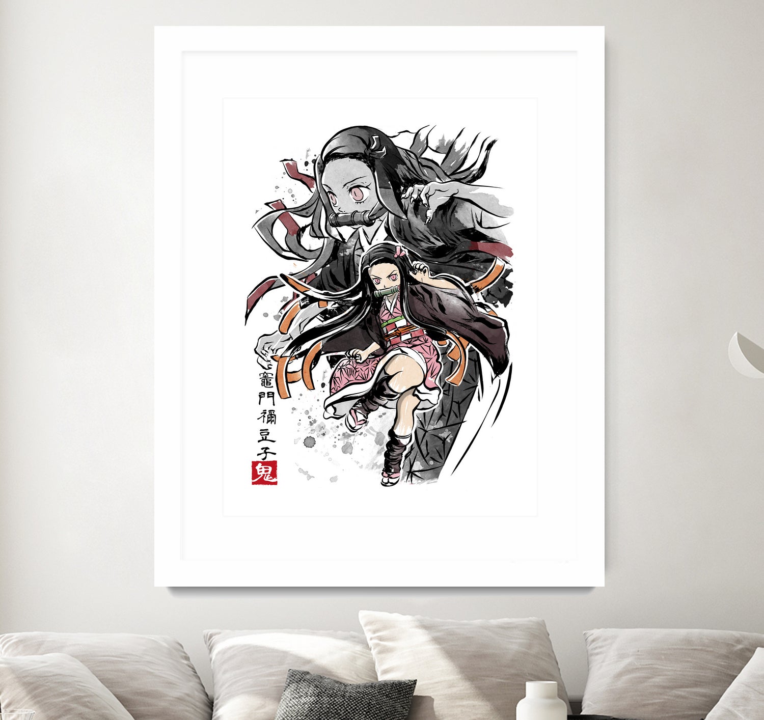 Demon Nezuko sumi-e by Antonio Camarena on GIANT ART - white digital painting