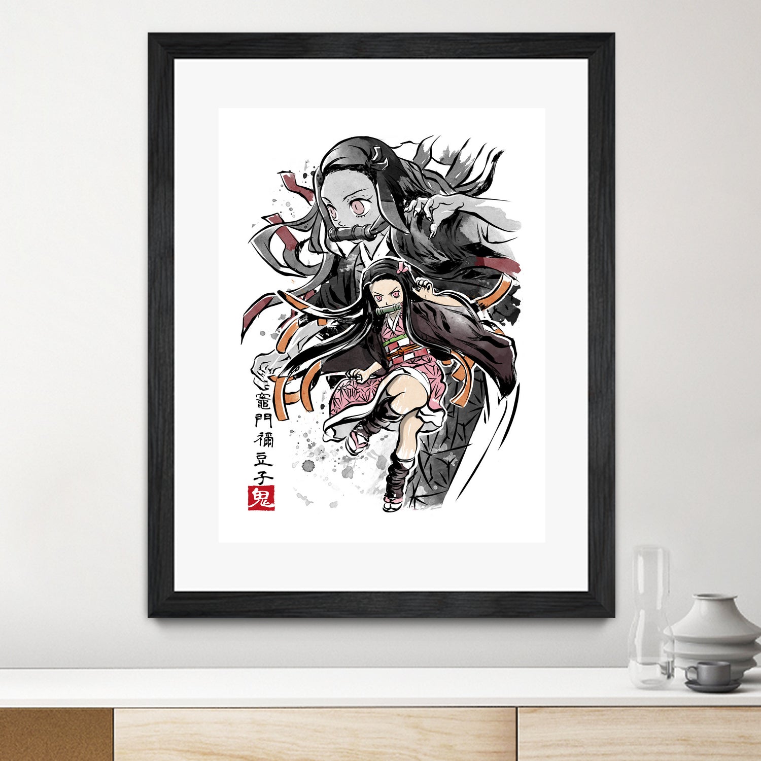 Demon Nezuko sumi-e by Antonio Camarena on GIANT ART - white digital painting