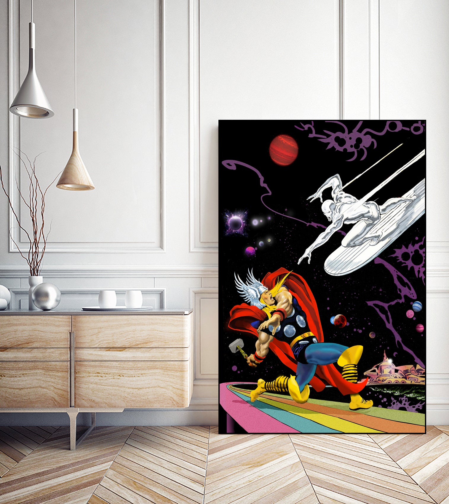 Marvel: Thor vs The Silver Surfer by Dan Avenell on GIANT ART - black digital painting