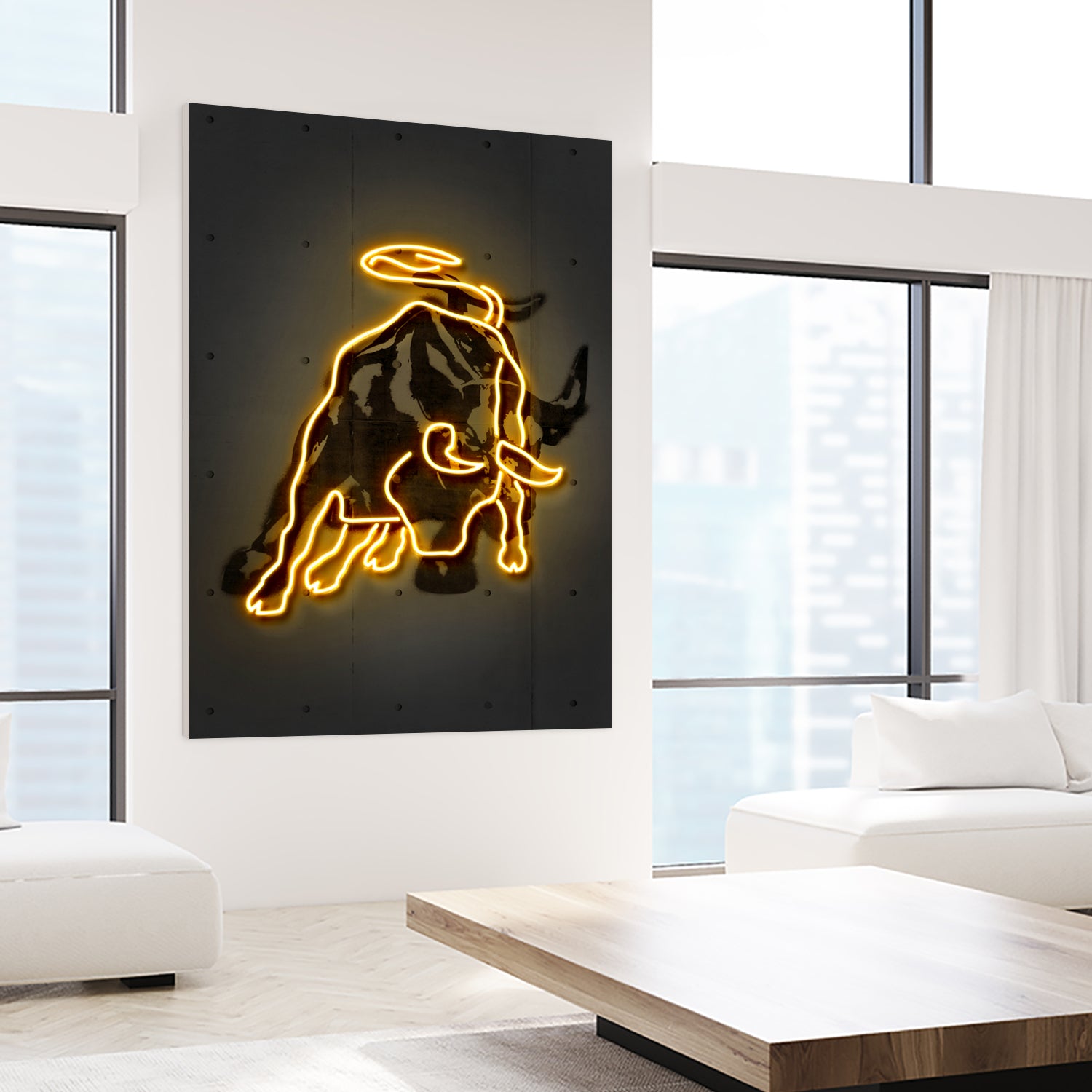 Bull by Octavian Mihai Mielu on GIANT ART - yellow digital drawing